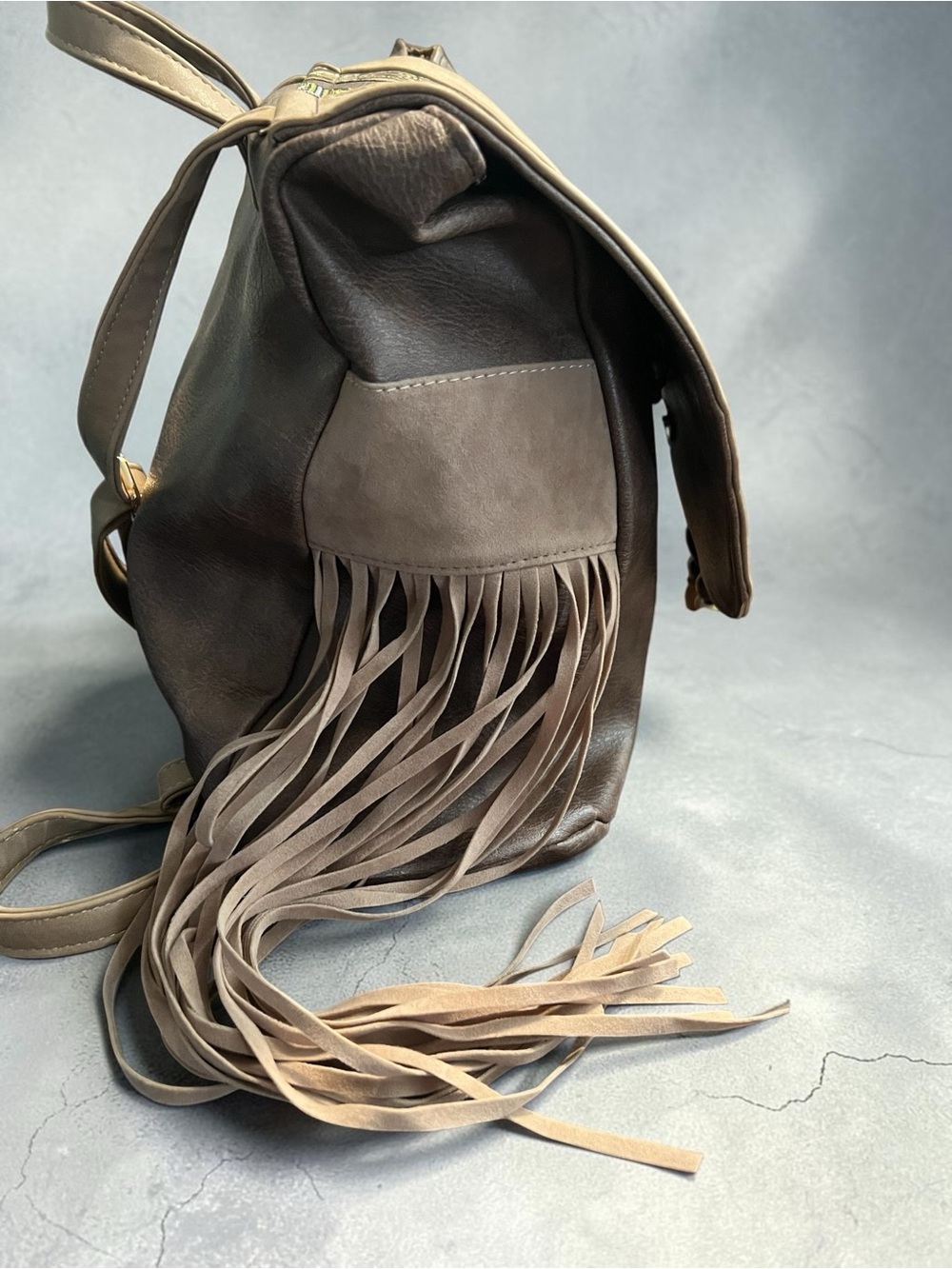 Boho Chic Embroidered Fringe Backpack - Picture 6 of 11